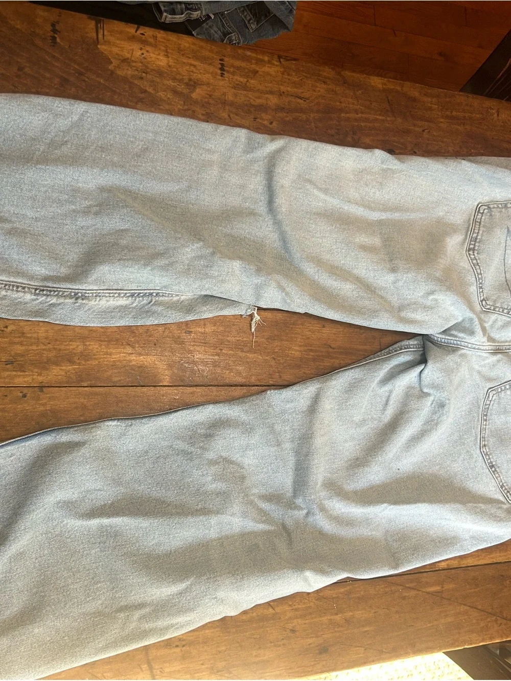 American Eagle Outfitters Light Blue Distressed Straight Leg Jeans